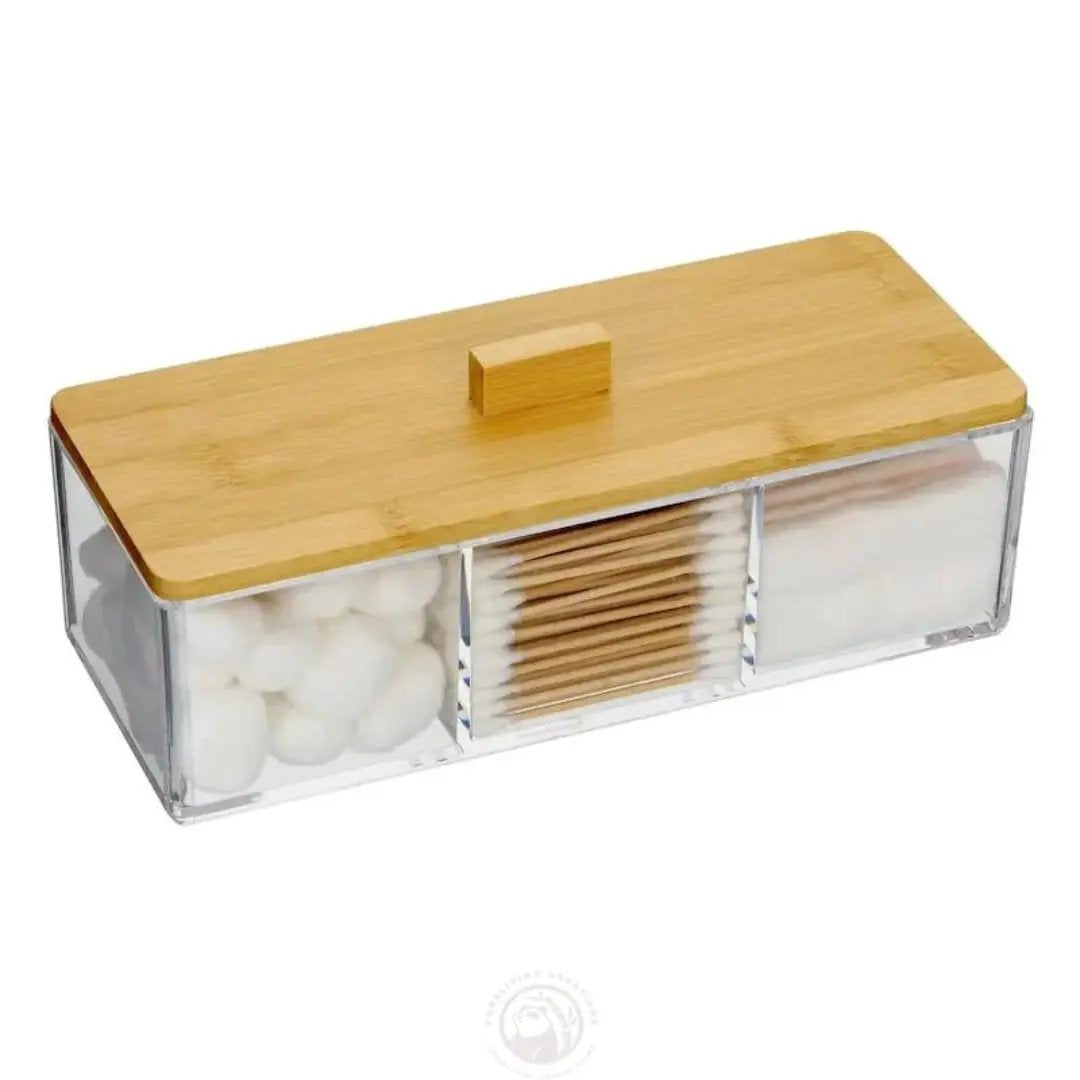 Acrylic Organizer With Bamboo Lid Storage Organizer Household Storage Containers