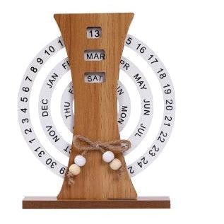 Perpetual Wooden Block Calendar with Rotating Date and Month Blocks Calendars Desk Calendars
