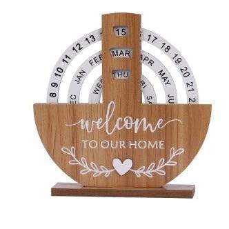Perpetual Wooden Block Calendar with Rotating Date and Month Blocks Calendars Desk Calendars