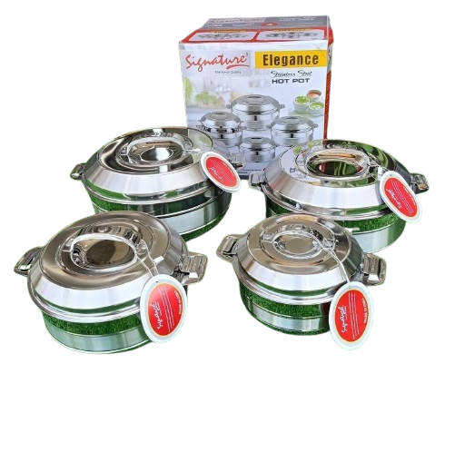 4pcs Stainless Steel Insulated Hotpot Set - 1L, 1.5L, 2.5L, 3.5L