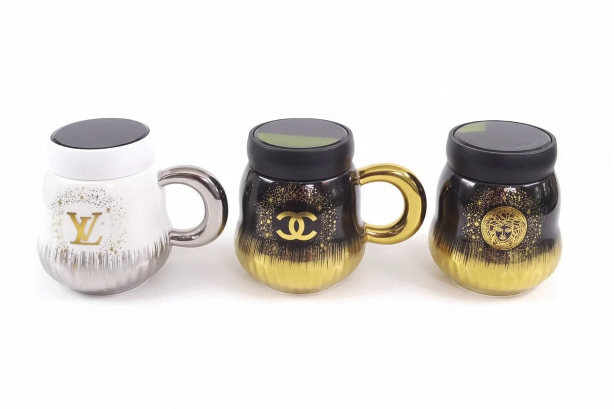 King and Queen Designer Mugs - Luxury Gold Accent Kitchenware Mugs
