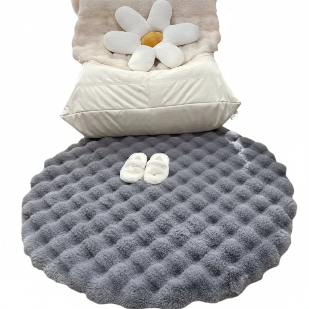Fluffy Round Plush Rug - 60cm Ultra Soft Shaggy Carpet Home & Garden Rugs