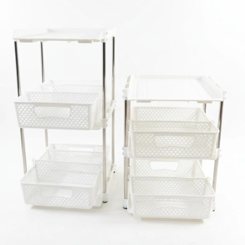 2 Piece Multifunctional Pull Out Rack Stainless Steel Non-Rust Organizer Home & Garden Household Storage Caddies