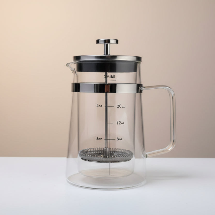Double Walled Borosilicate French Press Coffee Maker 650ml Heat Resistant