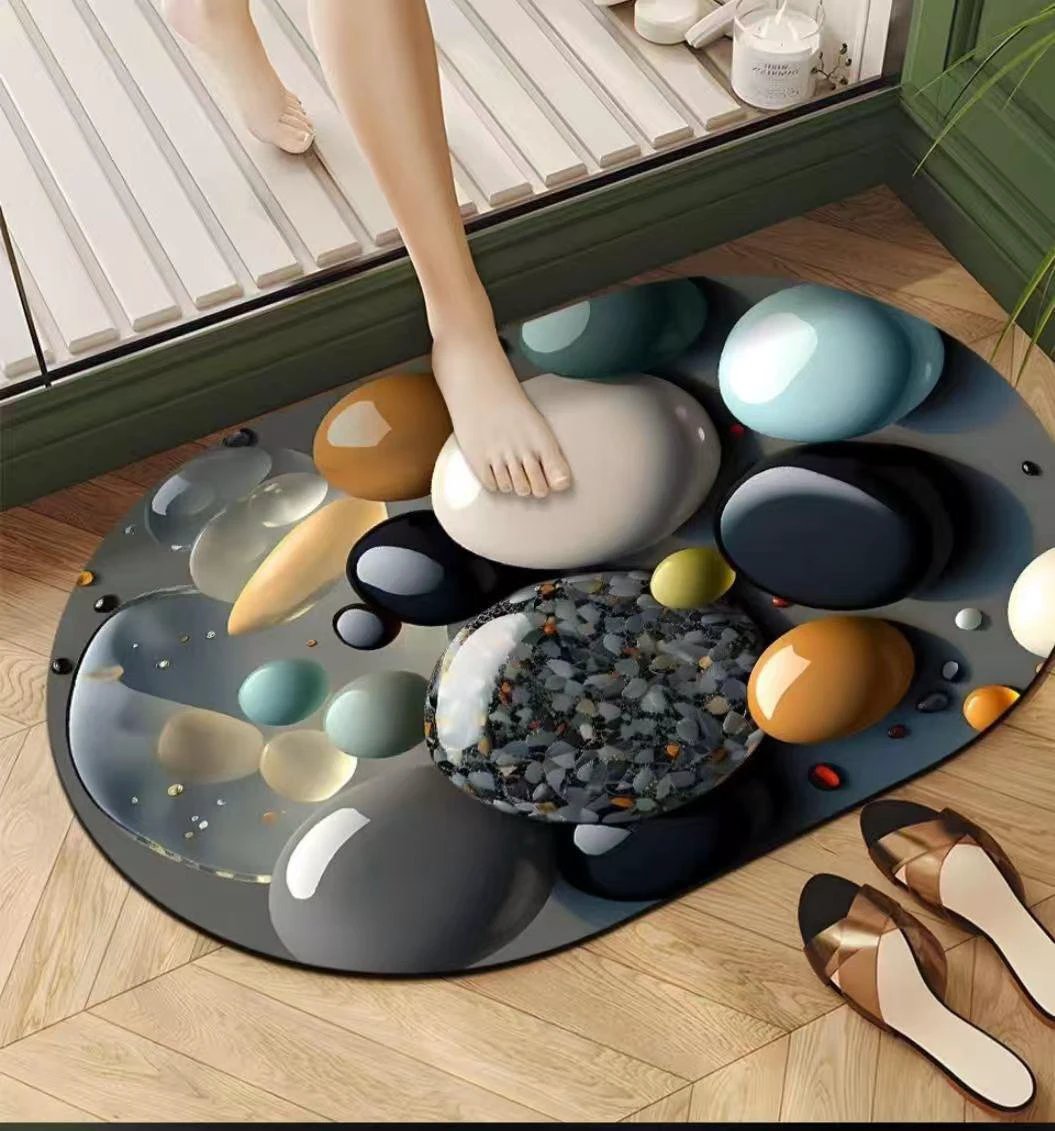 Super Absorbent Non-Slip Oval Bathroom Mat 48x78cm Large Rubber Backed Bath Rug Home & Garden Bath Mats & Rugs