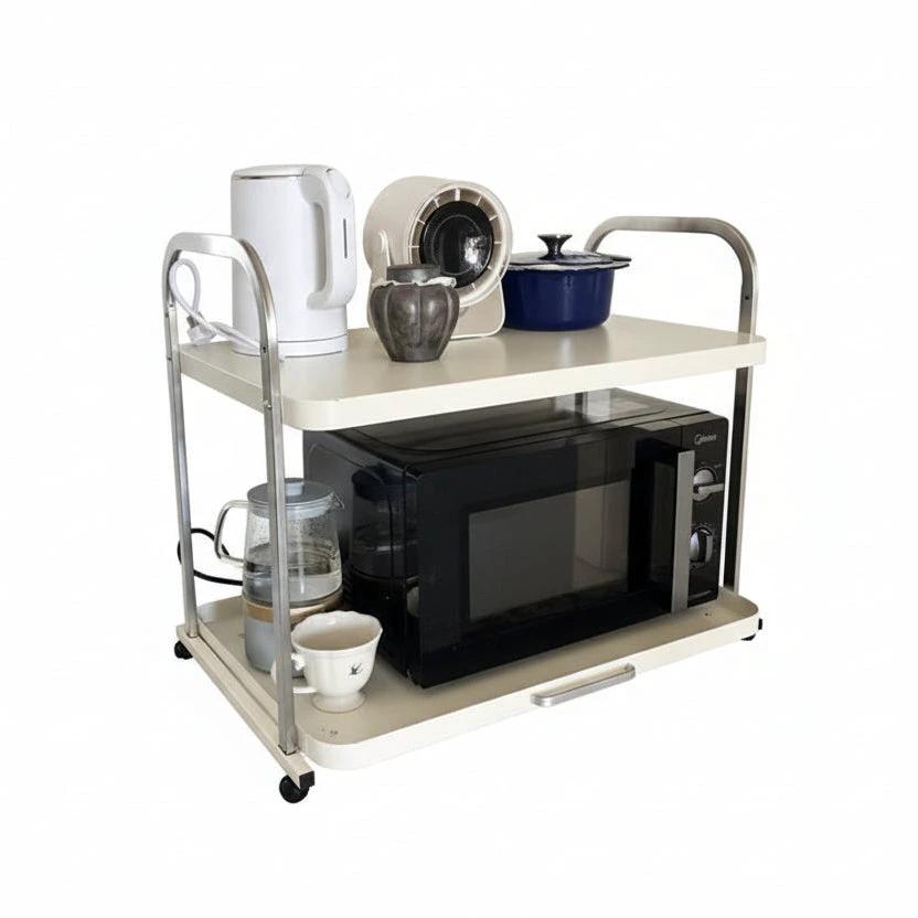 Pull-Out 2 Layer Multifunctional Kitchen Countertop Rack 52x39x52cm Microwave Shelf Kitchen & Dining Microwave Oven Accessories
