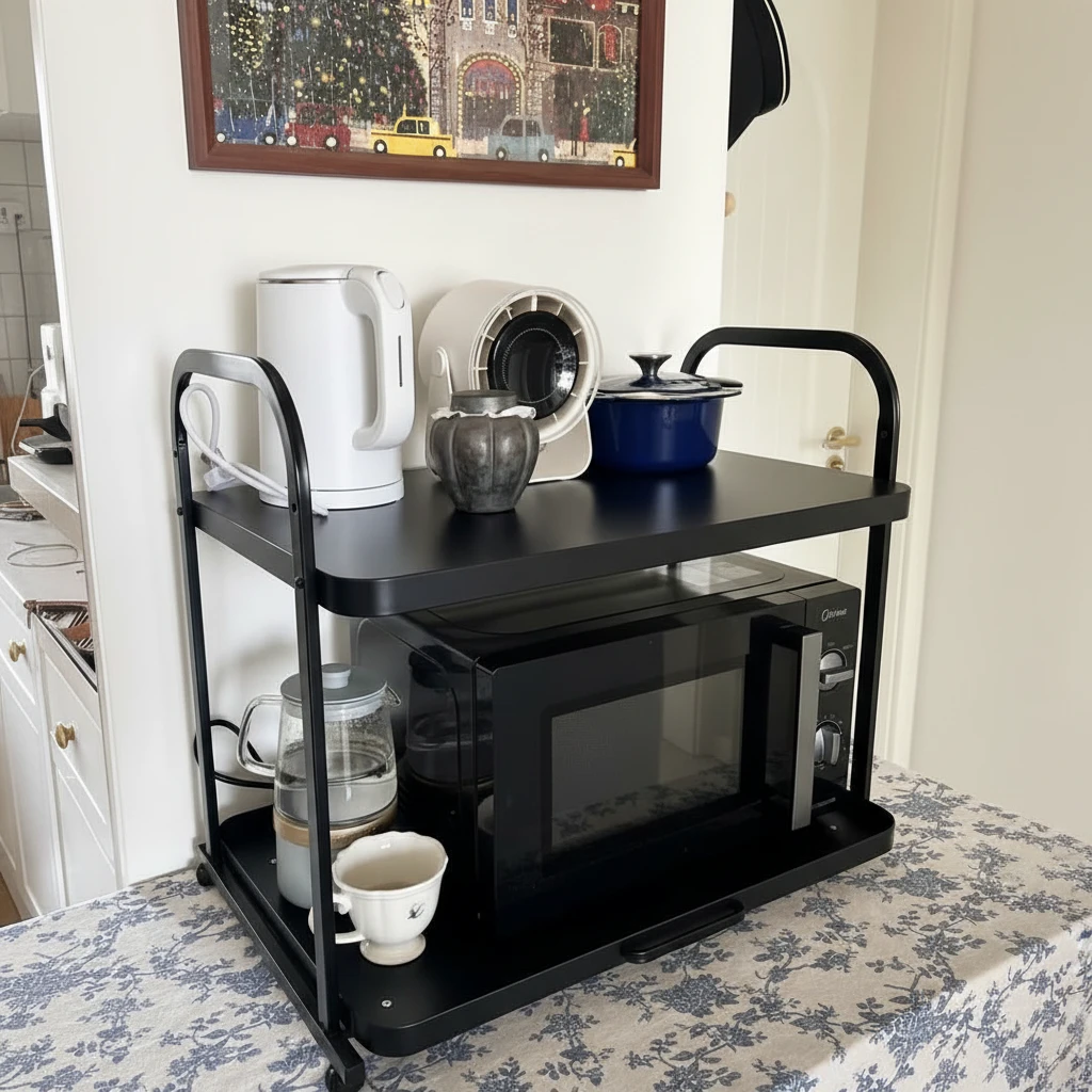 Pull-Out 2 Layer Multifunctional Kitchen Countertop Rack 52x39x52cm Microwave Shelf Kitchen & Dining Microwave Oven Accessories