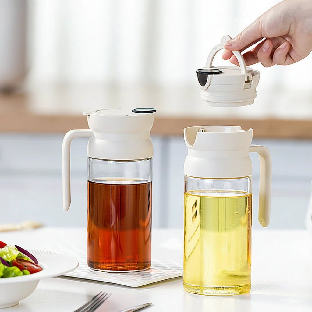 600ml Glass Oil and Vinegar Dispenser Bottle Leak-Proof Kitchen Cooking Pourer Kitchen & Dining Oil Dispensers