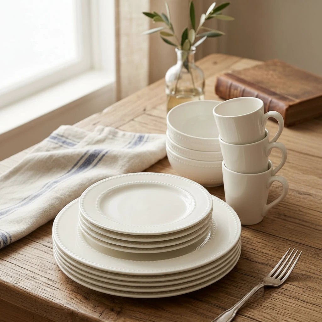 24pc Ceramic Dotted Dinner Set Kitchen & Dining Dinnerware Sets