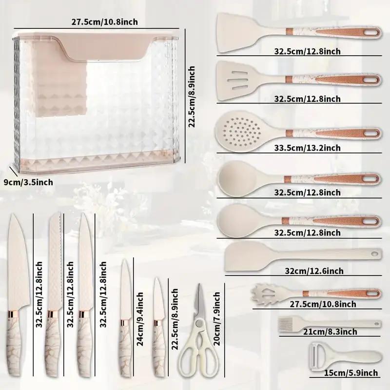 16pc Stainless Steel & Silicone Kitchen Set Kitchenware Kitchen Utensil Sets