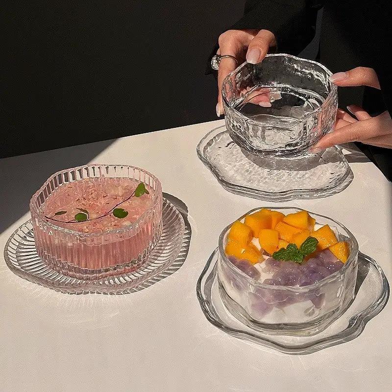 Cloud Glass Dessert Bowl Set Kitchen & Dining Serving Bowls