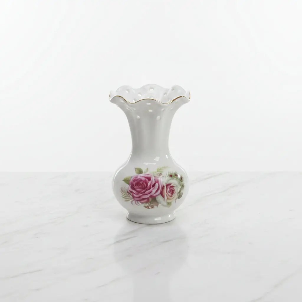 Bone China Floral Vase – White, Big Bottom, 15x39cm Home Decor Vases