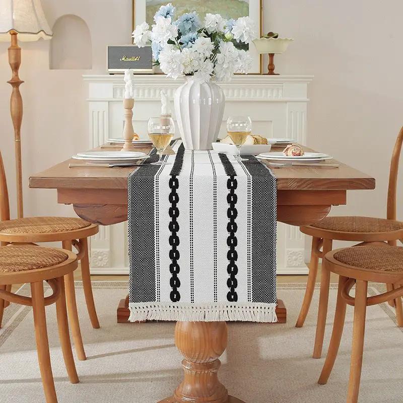 Cotton Linen Table Runner with Tassels – 35x300cm Table Linen & Runners Table Runners