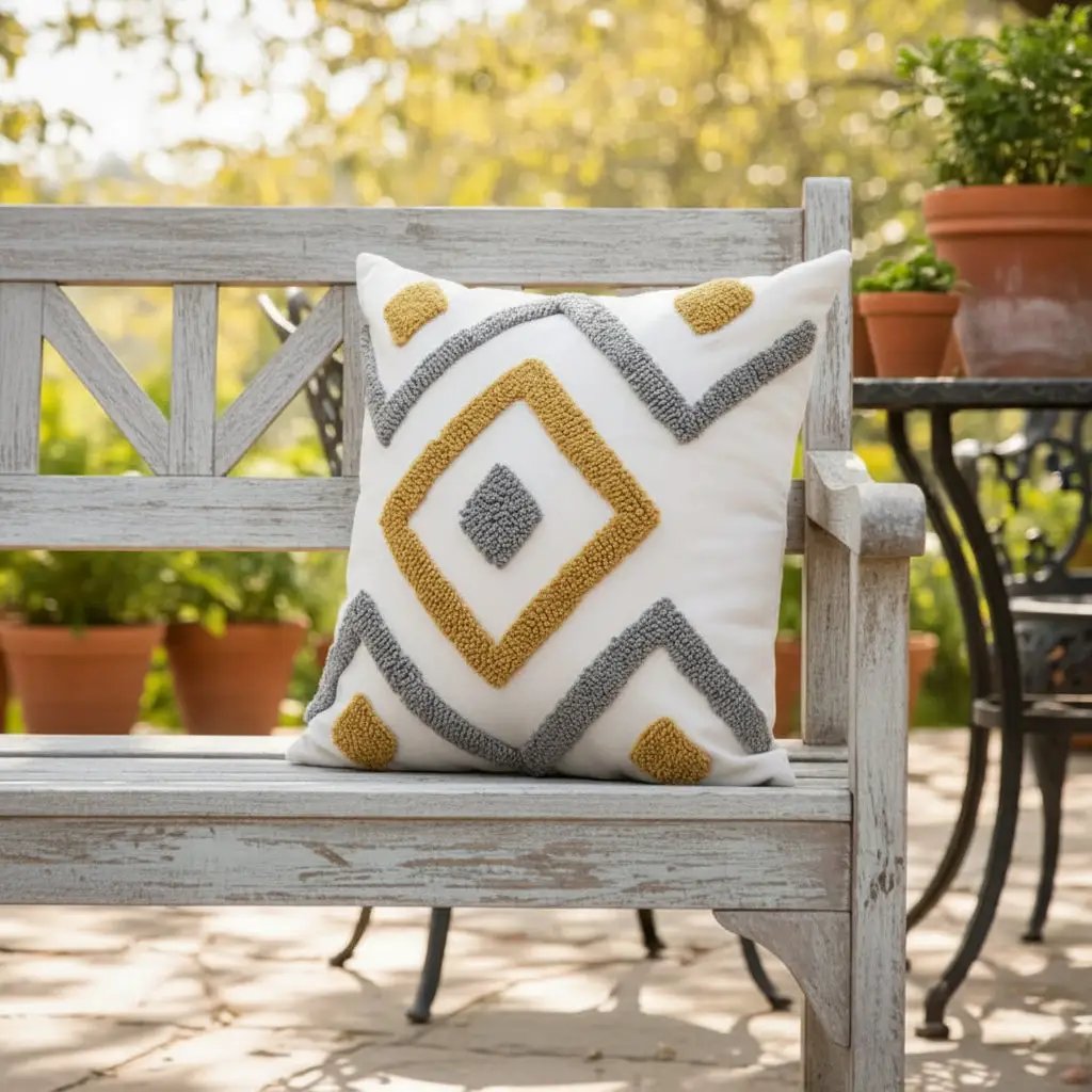 Boho Vintage Tufted Throw Pillow Cover – 45x45cm Home Decor Chair & Sofa Cushion Covers