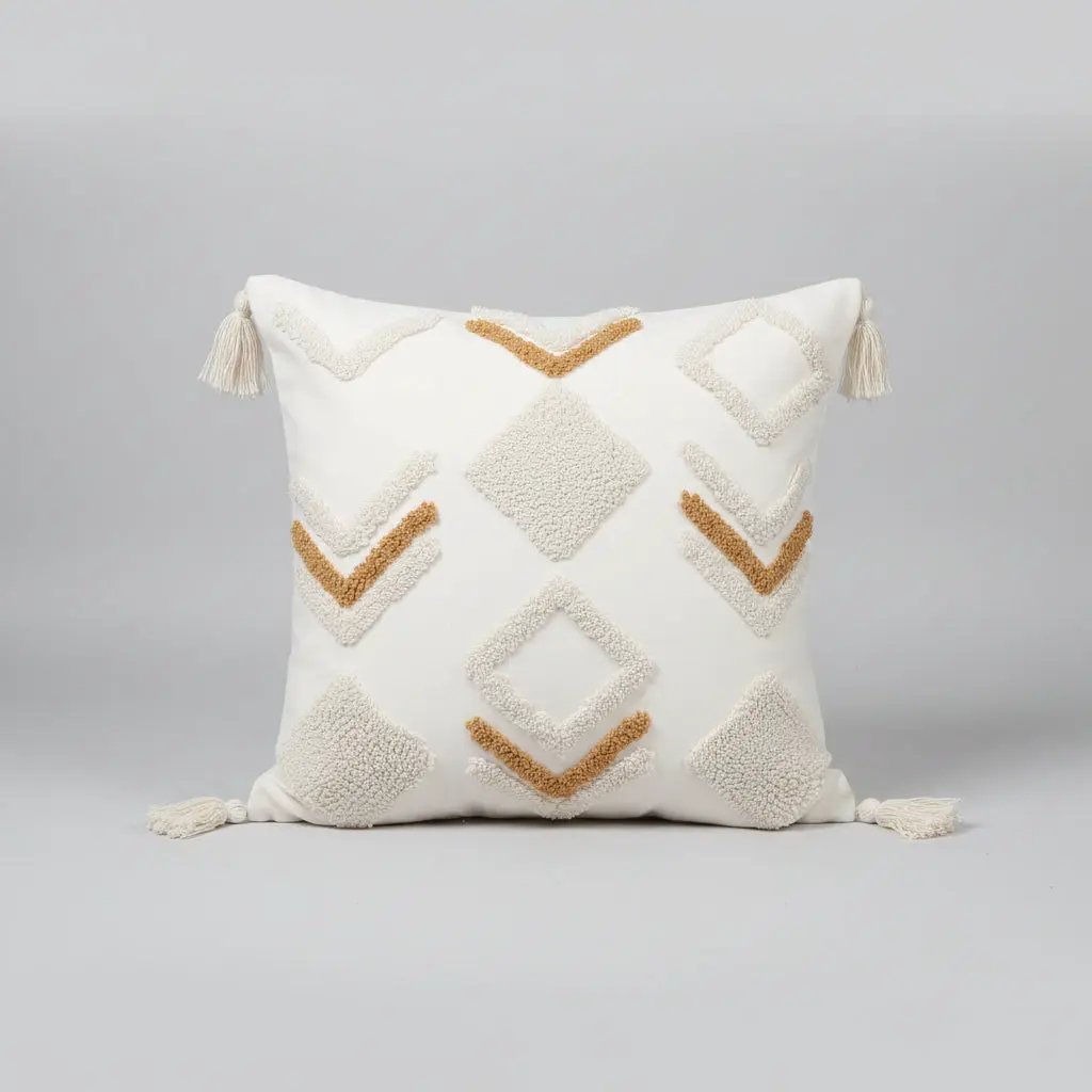 Boho Vintage Tufted Throw Pillow Cover – 45x45cm Home Decor Chair & Sofa Cushion Covers