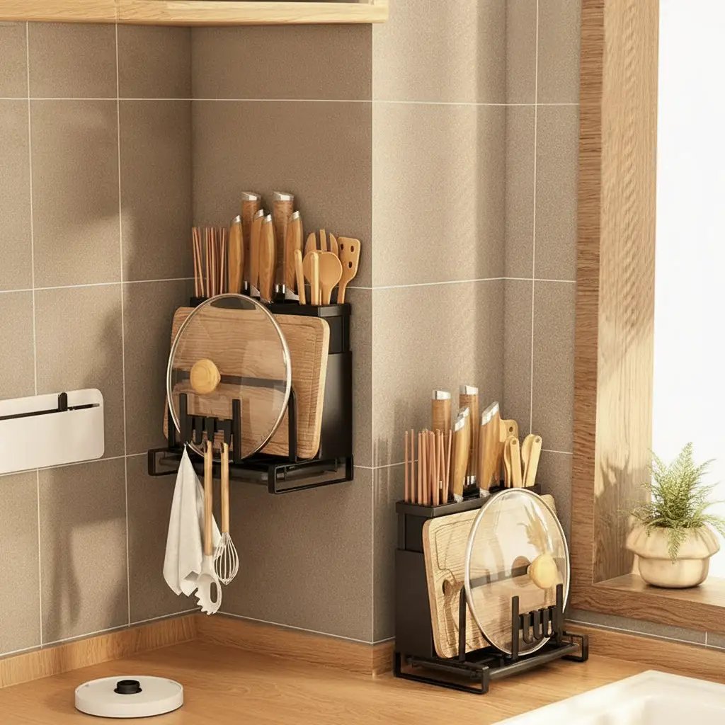 Wall-Mounted Kitchen Storage Rack Kitchen Kitchen Counter & Beverage Station Organizers