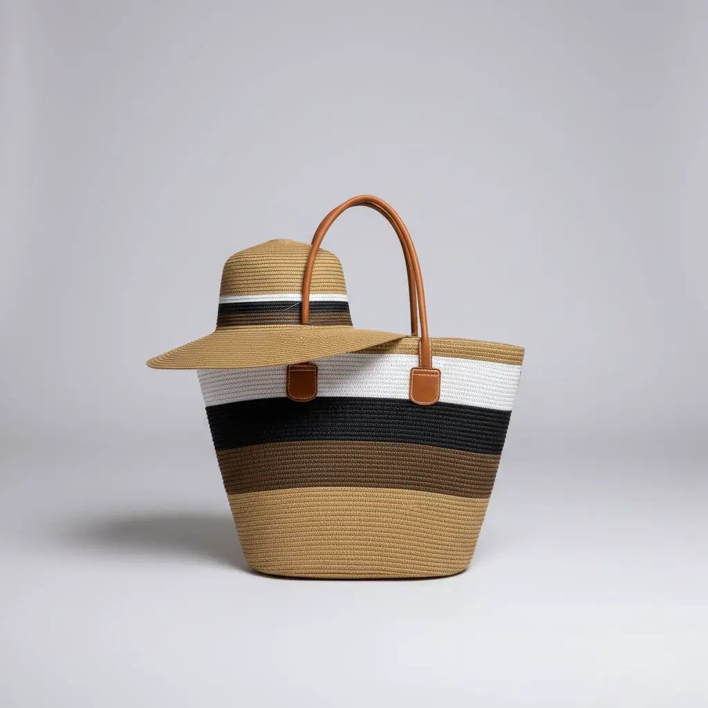 Straw Bag & Hat Set Bags & Accessories Beach Bags