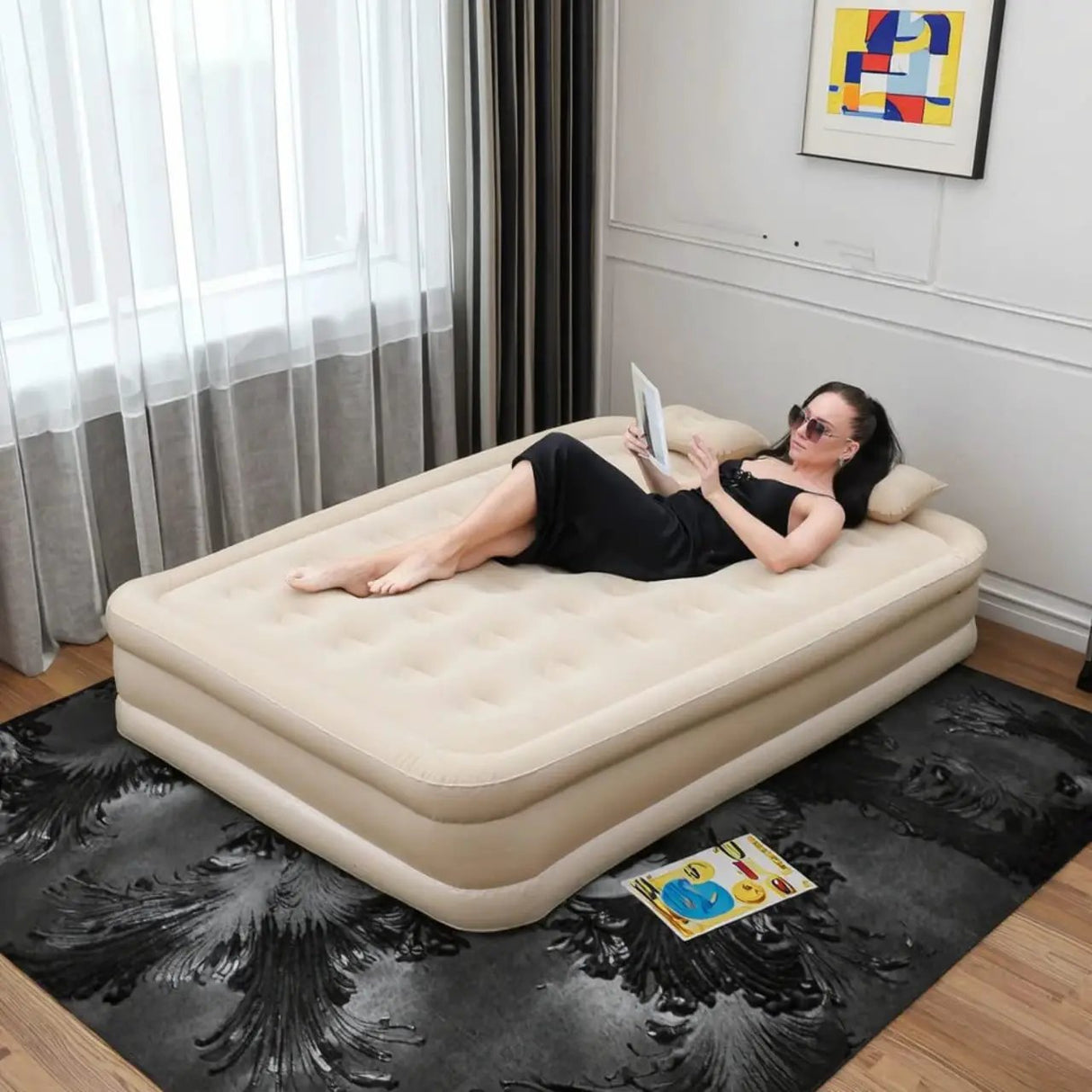 Queen Size Inflatable Airbed with Built-In Pump Airbed Air Beds
