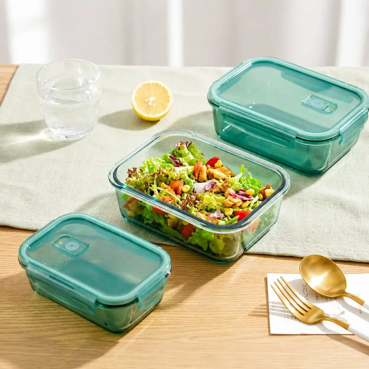 3pc Glass Food Container Set Food Storage Food Storage Containers