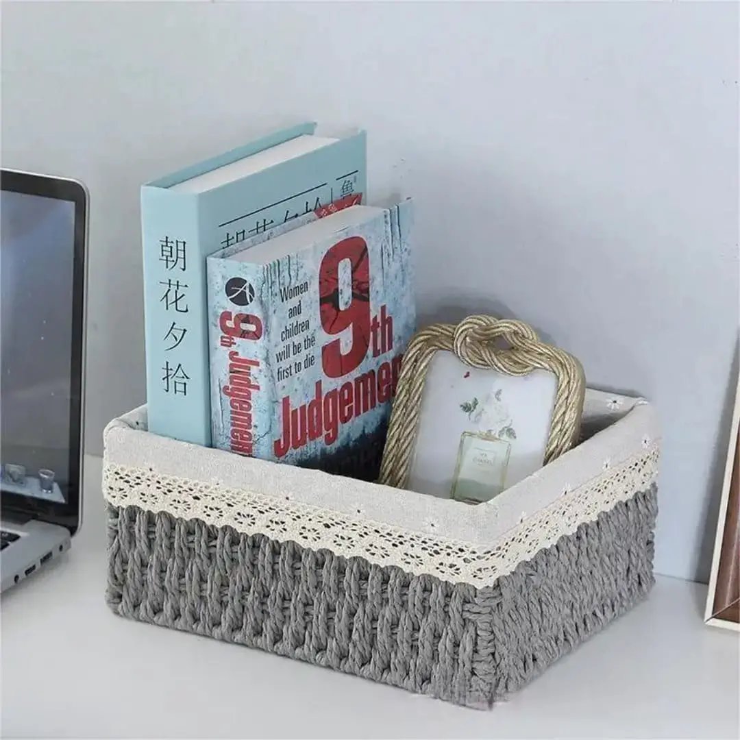 woven paper rope basket Decorative Basket Household Storage Bags
