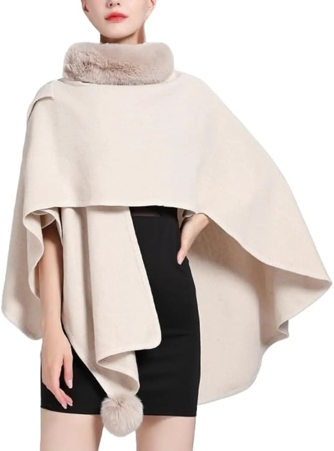 Faux Fur Collar Cape Shawl Cardigan Fashion Accessories Capes