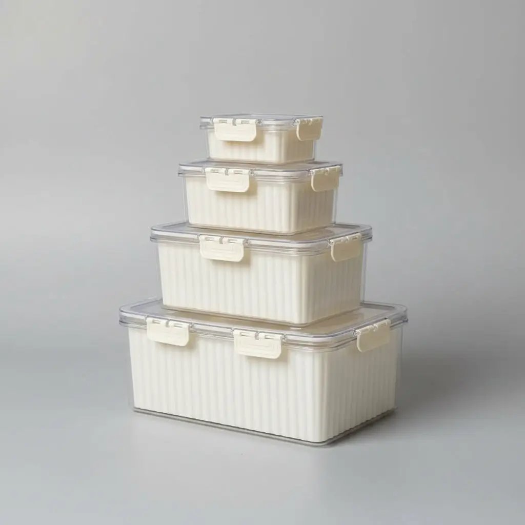 4-Piece Circular Food Storage Containers Kitchen Storage Food Storage Containers
