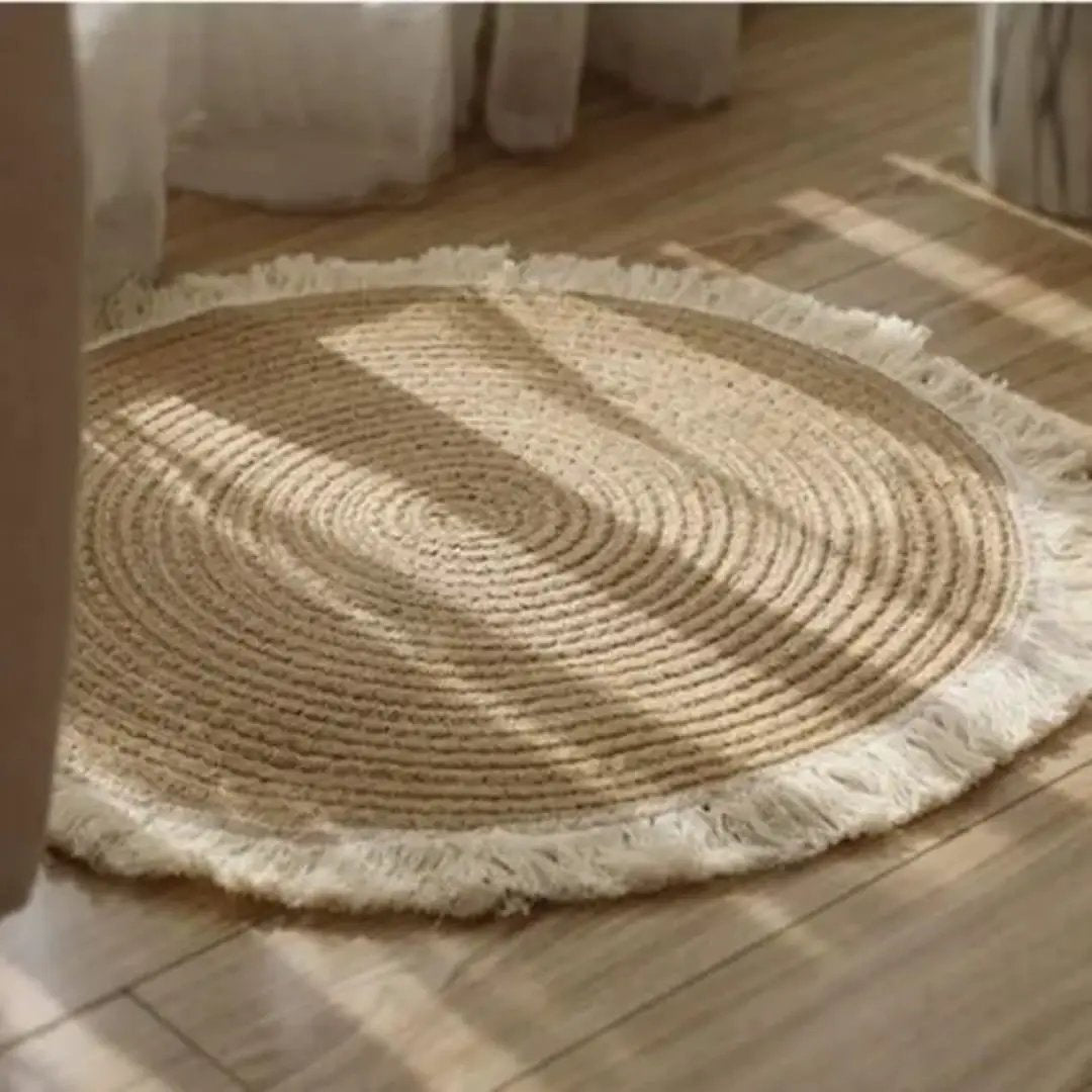 Hand Braided Round Natural Jute Rug Rugs & Carpets Rugs