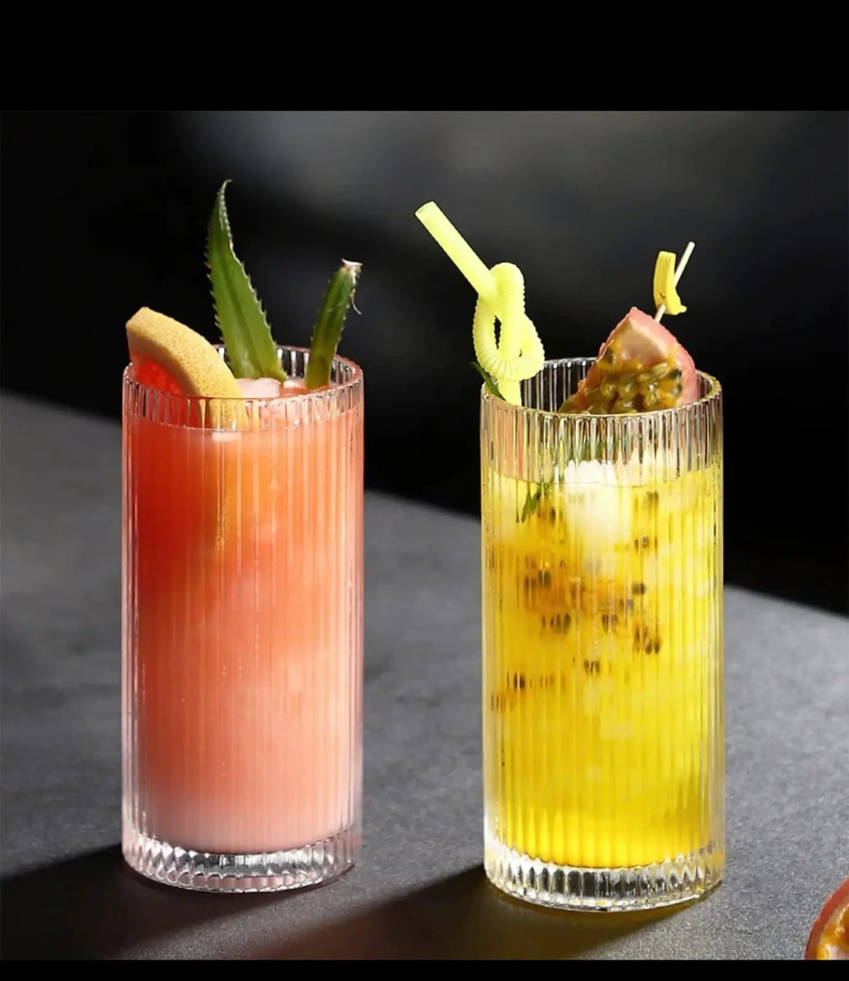 Ribbed Aesthetic Highball Glass Kitchen & Dining Tumblers