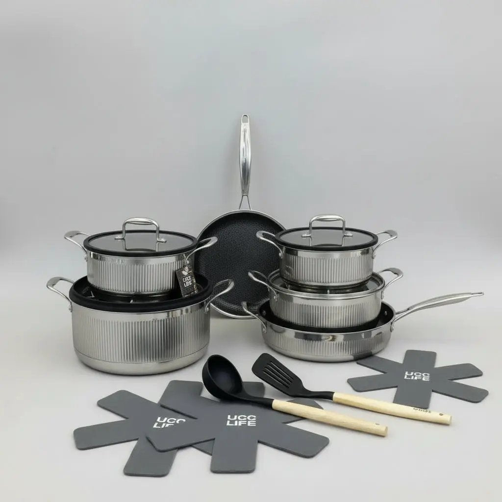 UCC Life Triple-Layer S/S Cookware Set 8pcs Kitchen & Dining Cookware Sets