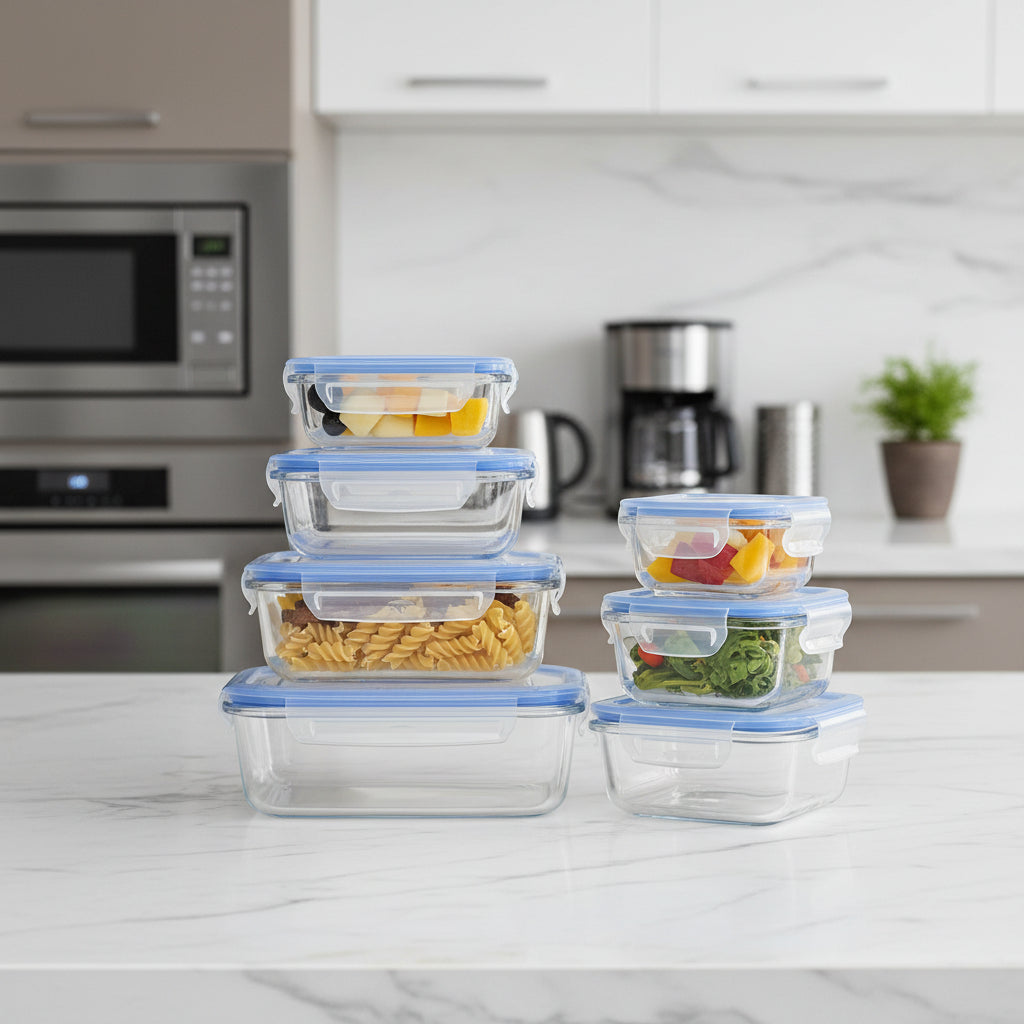 8-Pack Borosilicate Glass Food Storage Containers with Airtight Lids Kitchen & Dining Food Storage Containers