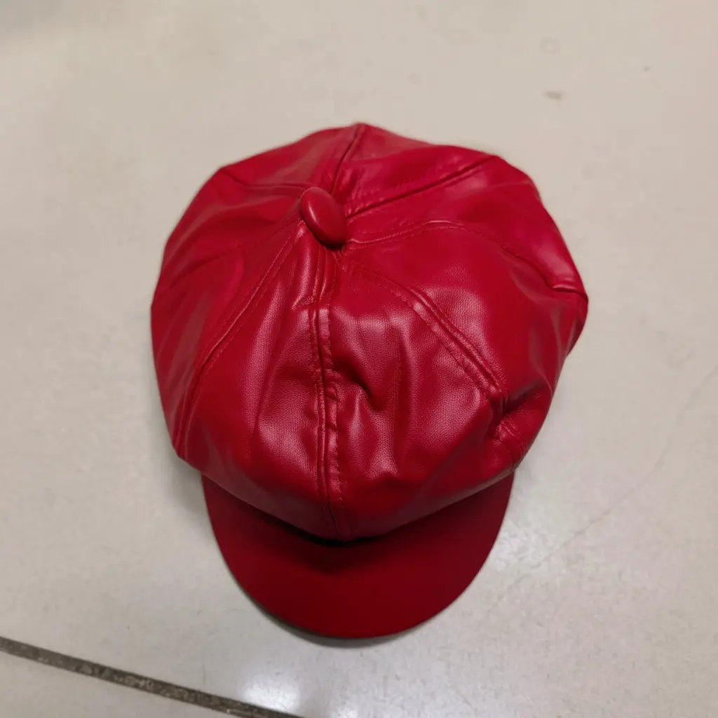 Vintage Faux Leather Unisex Newsboy Beret Cap Fashion & Accessories Berets