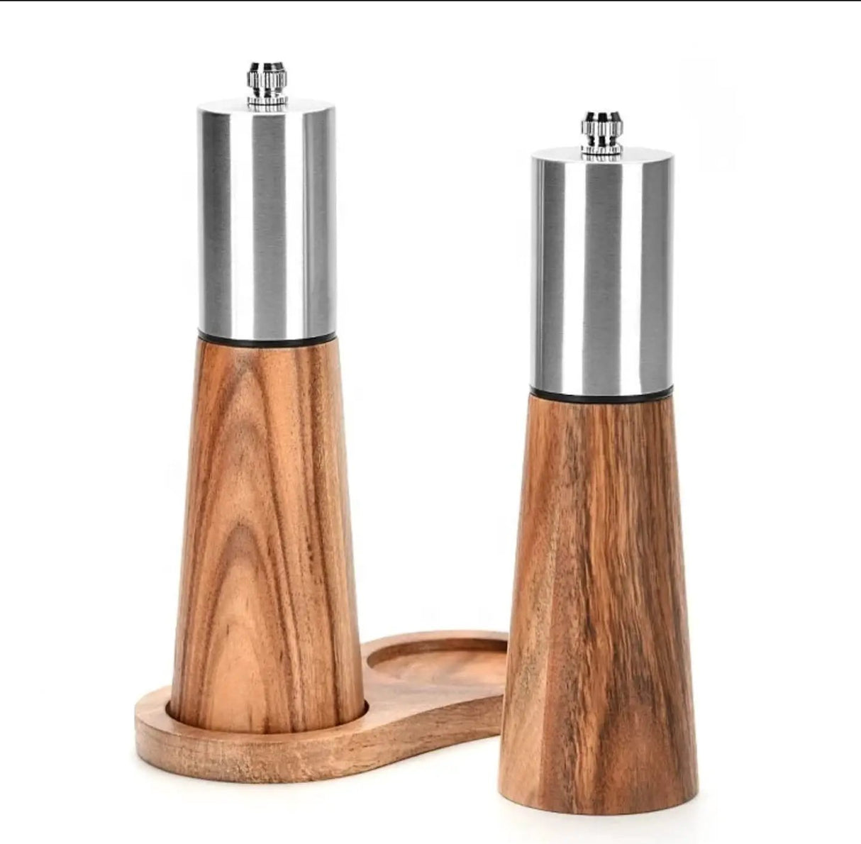 Bamboo Salt & Pepper Grinder Set 3pcs with Ceramic Core Kitchen & Dining Spice Grinders