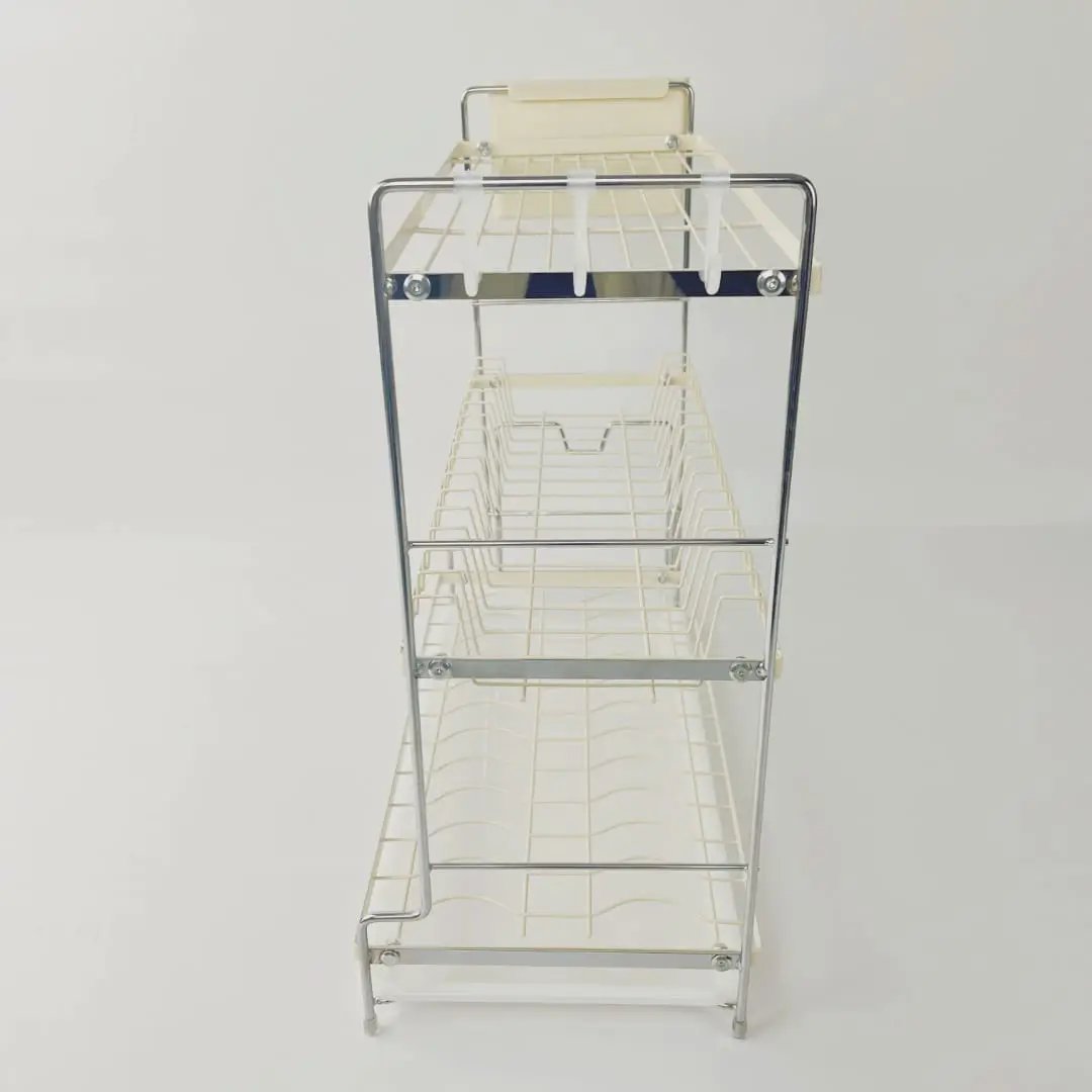 3-Tier Dish Rack with Drip Tray & Side Hooks Kitchen & Dining Dish Racks
