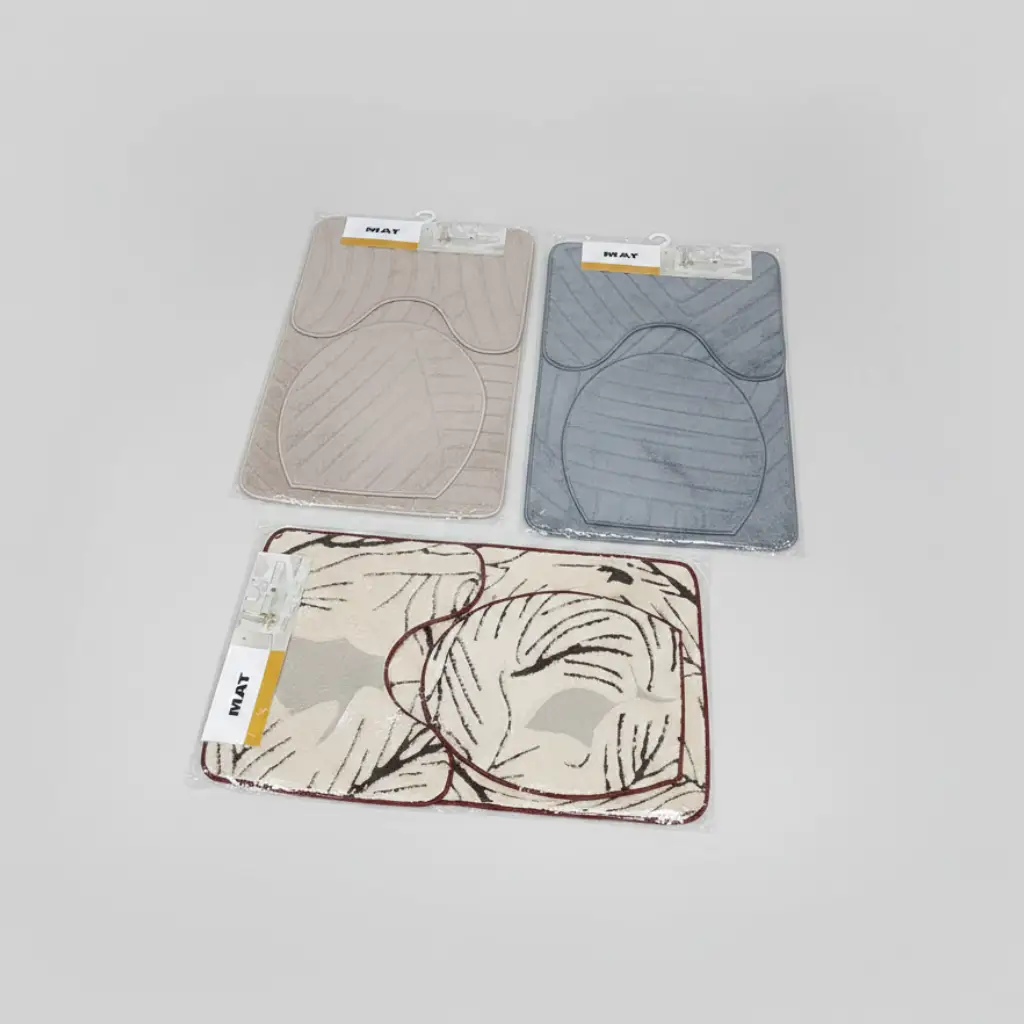 3-Piece Bathroom Mat Set with Toilet Lid Cover Home & Living Bath Mats & Rugs