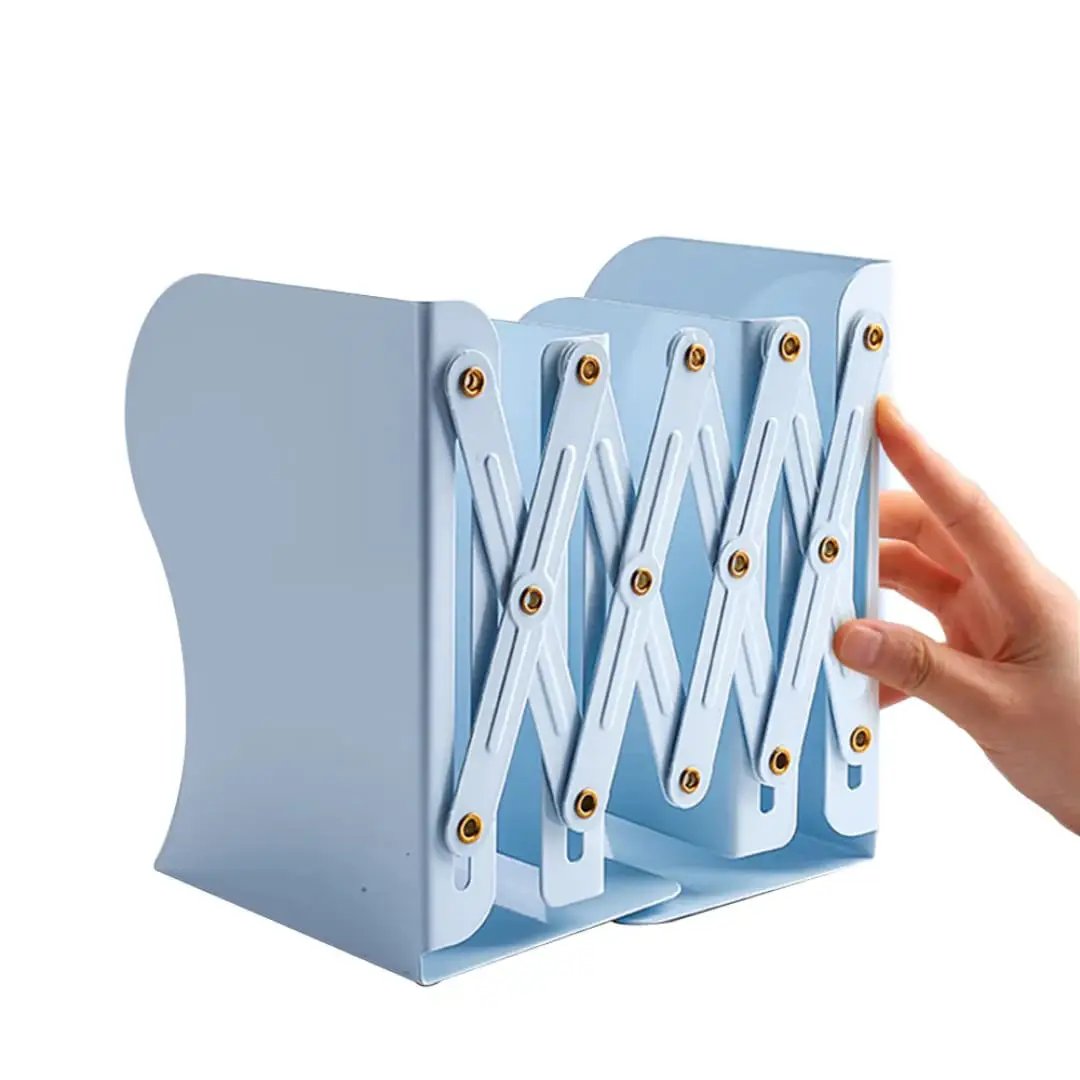 Expandable Metallic Bookshelf with Magnetic Pen Holder Home & Living Rack Bookcases & Shelves