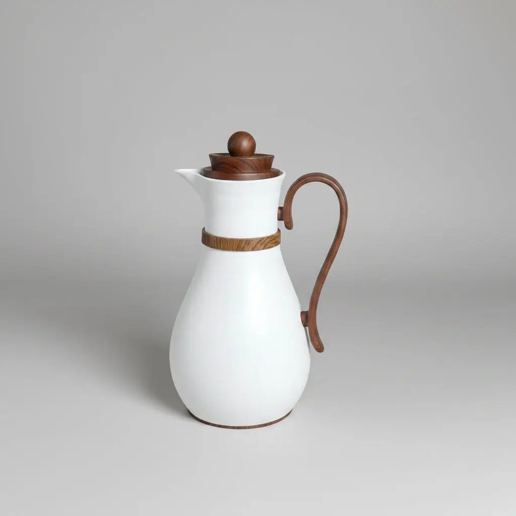 Pot Shaped Vacuum Flask Wood-Grain Handle 1.0L Kitchen & Dining Thermoses