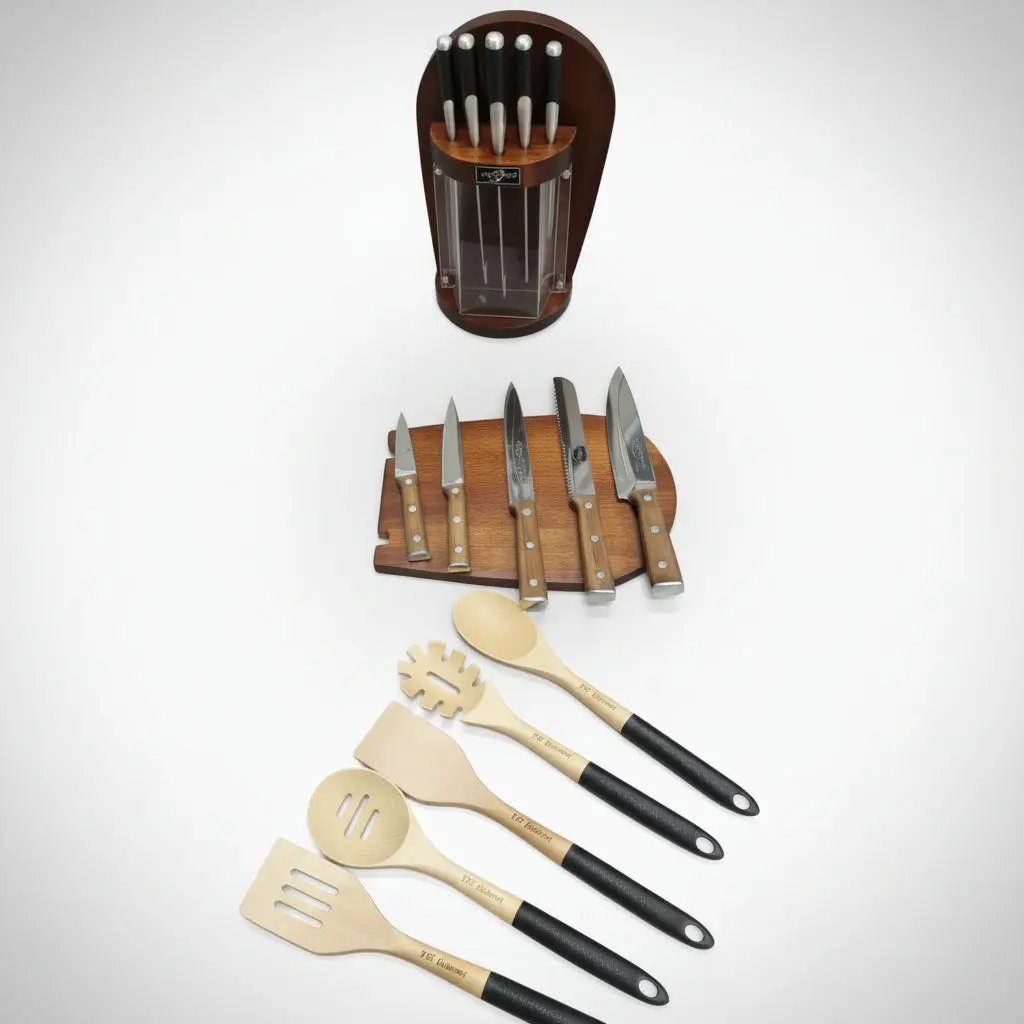 12-Piece Rotating Premium Knife & Kitchen Utensil Set with Wooden Block Kitchen & Dining Knife Sets