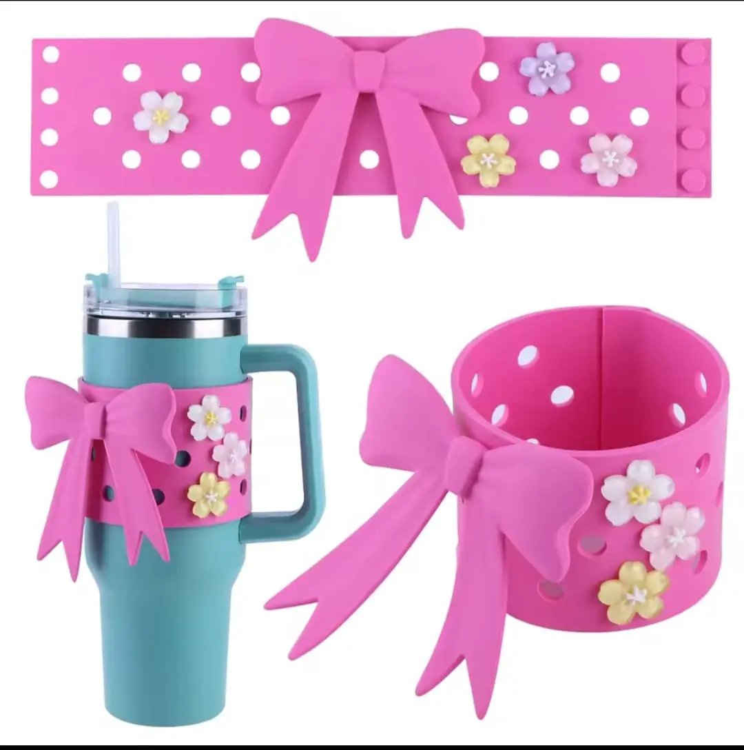 Silicone Bow Tumbler Sleeve for 40oz Stanley Cup Drinkware Accessories Cup Sleeves