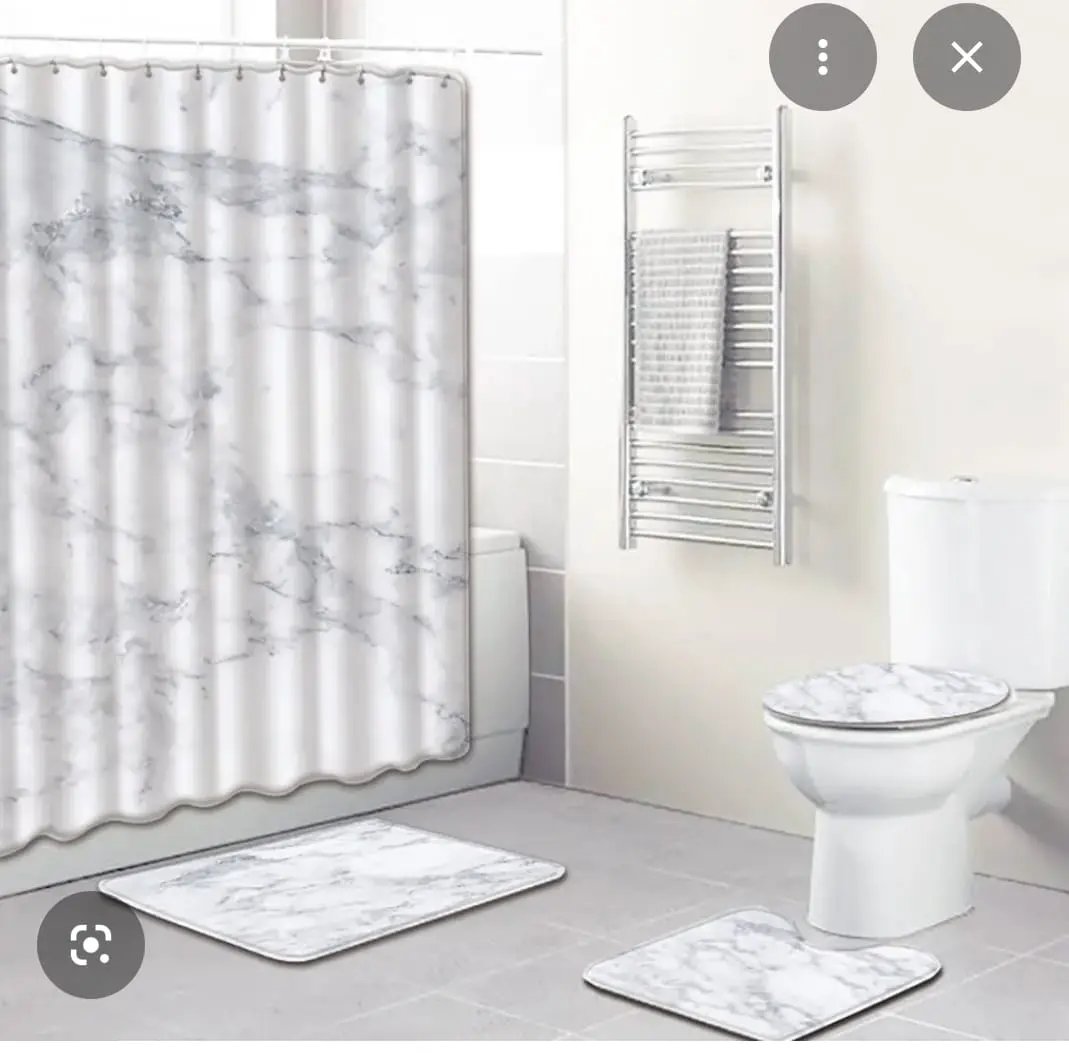 4-Piece Marble Effect Bathroom Set Bathroom Bathroom Accessory Sets