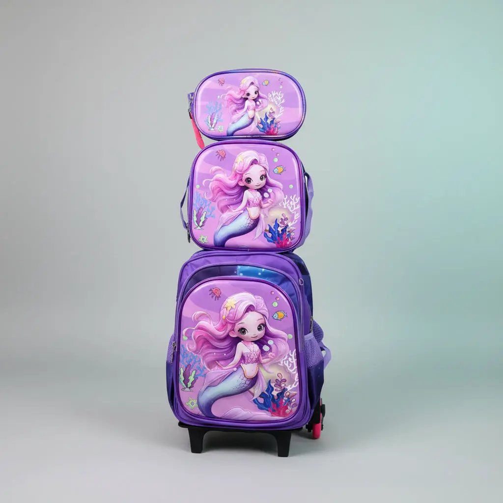 3-in-1 Cartoon Trolley School Bag Set Kids & Toys School Backpacks