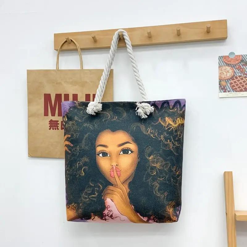 African Women's Retro Canvas Bag Bags & Accessories Shopping Totes