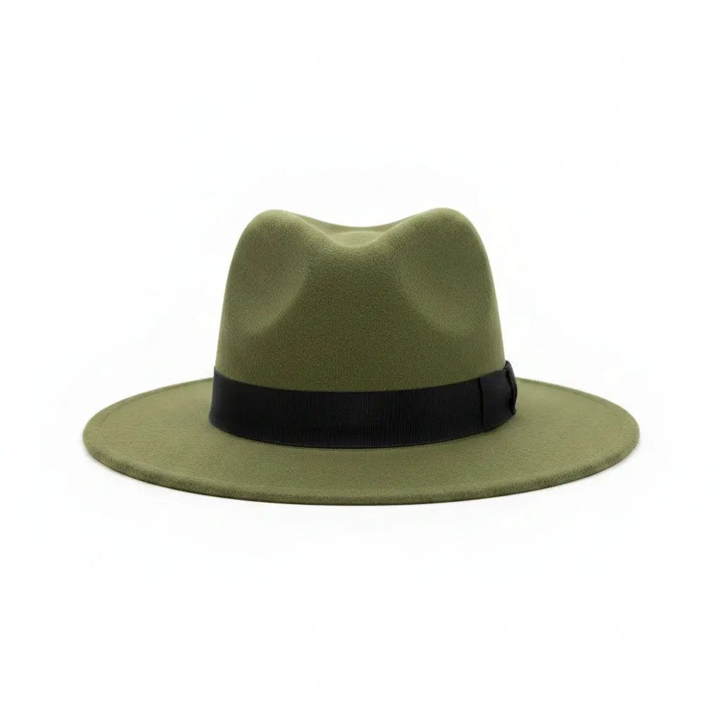 Wide Brim Fedora Hat with Gold Band Fashion Accessories Fedoras