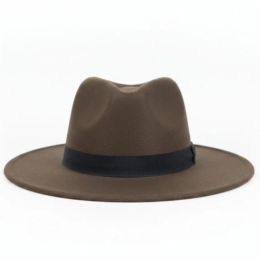 Wide Brim Fedora Hat with Gold Band Fashion Accessories Fedoras