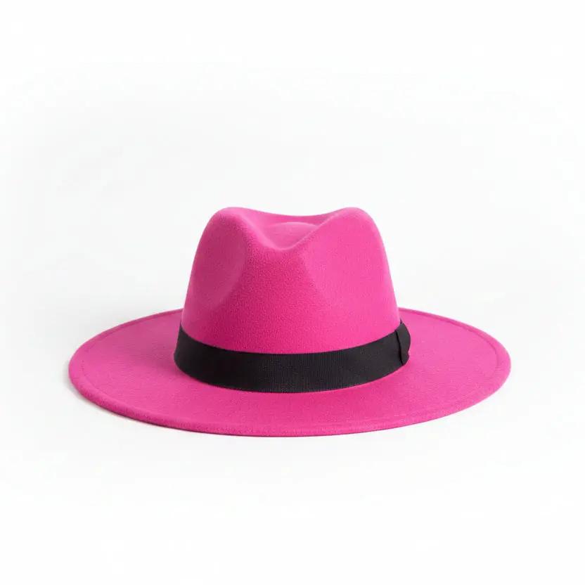 Wide Brim Fedora Hat with Gold Band Fashion Accessories Fedoras