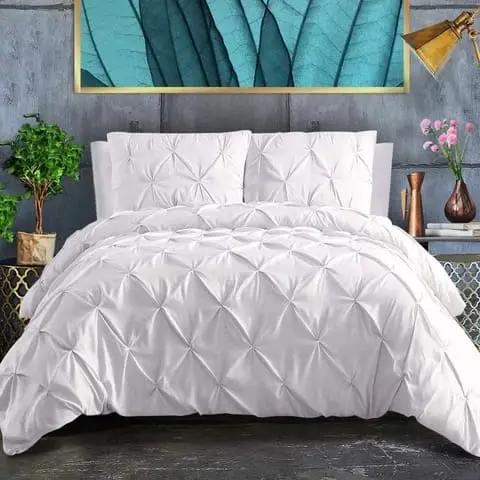 Pinch Pleat Cross Pintuck Duvet Cover Set Bedding Duvet Covers