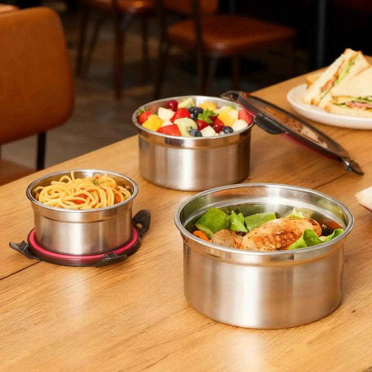 3-Piece Stainless Steel Lunch Box Set Kitchen & Storage Lunch Containers