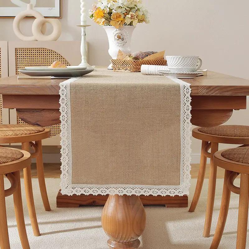 Natural Burlap Linen Woven Table Runner Home Decor Table Runners