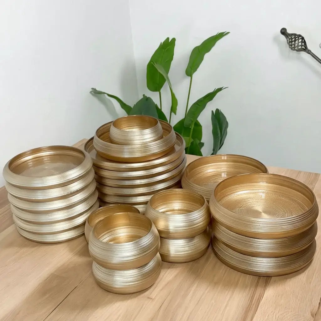 Luxury Gold & Brown 24pc Hard Glass Dinner Set Kitchen & Dining Dinnerware Sets