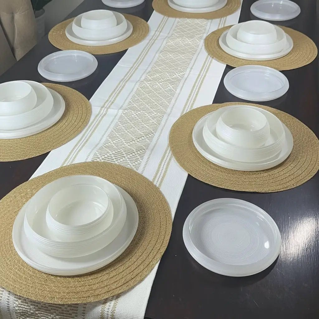 Luxury Gold & Brown 24pc Hard Glass Dinner Set Kitchen & Dining Dinnerware Sets