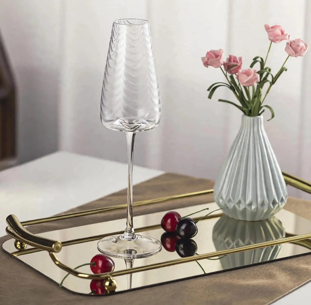 Wavy Long Stem Champagne & Wine Glasses Kitchen & Dining Champagne Glasses
